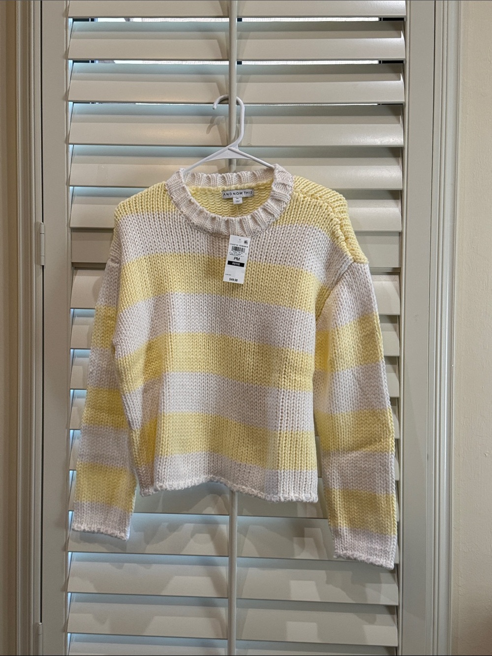 Madewell Yellow & White Striped Crewneck Sweater
